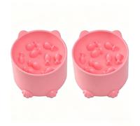 2Pcs Anti-Choking Slow Feeder Bowl Non-Slip for Cats Small Dogs (Pink)