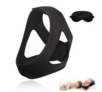2PCS Anti Snoring Chin Strap,Improved Chin Strap for Sleeping Effectively Reducing Snoring Sleep Aid Tool Comfortable Snoring Aids for Men Black Anti Snoring Devices Adjustable Jaw Strap and Eye Pad