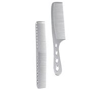 2pcs Anti-static Hair Cutting Comb Set, Portable Stainless Steel Barber Hairdressing Combs with Handle, Short and Long Silver Styling Tools