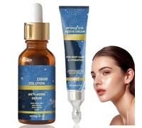 2Pcs Anti-Wrinkle Serum & Intensive Eye Cream Set,Liquid Solution Complex and Eye Revive Formula,Anti-Aging Serum and Cream to Plump Skin and Reduce Wrinkles,Fast-Absorbing Moisturizing Treatment