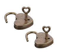2Pcs Antique Brass Heart Shape Padlock, Key Lock, Bronze, Padlock, Travel, Storage