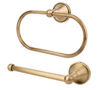 2pcs Antique Brass Toilet Paper Holder, Retro Brass Hand Towel Ring Tissue Roll Paper Hanger Wall Mounted Bathroom Accessories for Home Hostel