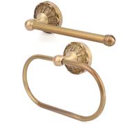 2pcs Antique Brass Toilet Paper Holder, Retro Brass Hand Towel Ring Wall Mounted Towel Rack Bathroom Accessories for Home Hostel