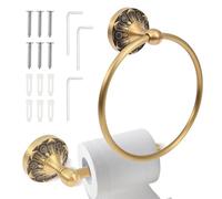 2Pcs Antique Brass Toilet Paper Holder, Retro Brass Hand Towel Ring,Wall Mounted Towel Rack, Vintage Bathroom Accessories for Home Hostel(Style B)