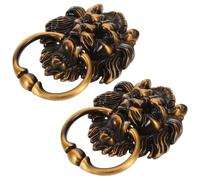 2pcs Antique Lion Head Door Knocker Pull Handle for Villa Entrances | Zinc Alloy, Aged Copper Finish, Widened Grip and Double Bolt System, for Barn and Furniture Doors