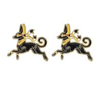 2Pcs Anubis Pin Brooch - Egyptian God of the Afterlife, Black Jackal Design with Gold and Red Accents, Unique Egyptian Jewelry