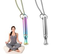 2PCS Anxiety Necklace Breathing,Mindful Breathing Necklace,Stress Relief Mindful Necklace,for Anxiety Relief,Calm,Meditation,Gift(Color, Steel Color)