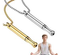 2Pcs Anxiety Relief Necklace Anapana Breathing Exercises Whistle with Resistance Core, Portable Stress Relief Mindful Pendant for Women Men Calming Meditation Unisex Gift for Thanksgiving Christmas