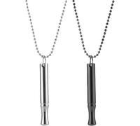 2Pcs Anxiety Relief Necklace, Portable Stress Relief Mindful Necklace in 2 Colors, Anxiety Relief Whistle Necklace for Women Men Meditation