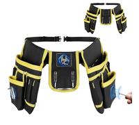 2Pcs Apron Tool Belt Heavy Duty Tool Pouch with Multi Pockets Toosl Belt Bag Professional Work Pouch for Electricians Carpenters, Adjustable Waist Storage Organiser, Hammer Loop