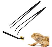 2pcs Aquarium Tweezers Stainless Steel Curved Tweezers, with Anti-Carbonization and Carbonization Coating, Anti-Rust and Long Reptiles, for Aquatic Plants, Spiders, Snakes and Lizards, Black