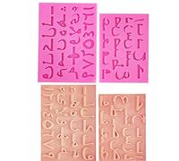 2pcs Arabic Alphabet Letter Number Silicone Fondant Molds Party Cake Decorating Tools Candy Chocolate Gumpaste Moulds(Random Color)