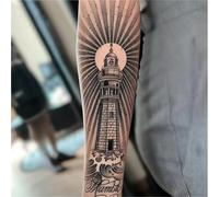 2pcs Arm Lighthouse Juice Tattoo Sticker,Semi-permanent Tattoos, Realistic Fake Tattoos, Lasts 7-15 Days, Waterproof Non-reflective Temporary Tattoo Stickers