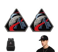 2Pcs Art-mis 2 Mission Patch Art-mis II Embroidery Hook Patches Merch for Hat Jacket Backpack Art-mis 2 Lunar Mission Commemorative Merchandise Gifts for Space Enthusiasts (Large, 3.94 * 3.54 Inch)