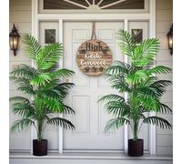 2PCS Artificial Areca Palm Trees with 24 Leaves - 120cm Tall Realistic Green Tropical Plants for Indoor Outdoor Decoration, Bedroom, Living Room, Office, Garden, Patio
