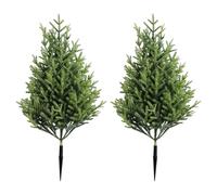 2pcs Artificial Cedar Topiary Trees Cypress Plants Weatherproof Evergreen Tree with Ground Stake Greenery Shrubs for Outdoor Decor