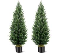 2PCS Artificial Cypress Tree,Faux Cedar Topiary for Indoor Outdoor(90CM)