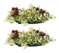 2pcs Artificial Eucalyptus Candle Wreath Ring 20-25cm Silk Cloth