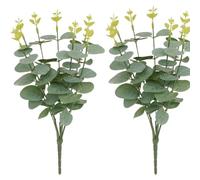 2Pcs Artificial Eucalyptus Leaves Fake Green Branches Fake Flowers Wedding Office Home Decoration Flower Arrangement Decoration Desk Suitable for Outdoor Home Decoration (Gray green)