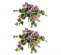 2pcs Artificial Fake Flowers Faux Petunias Silk Flower for Outdoor and Indoor Decoration, Designed for Weather Resistance and Long Life (purple)