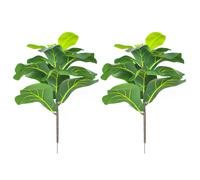 2Pcs Artificial Fiddle Leaf Fig Tree 19.6 Inch Faux Plants Ficus Bush Greenery for Wedding Courtyard Outdoor Decoration