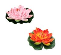 2pcs Artificial Floating Lotus Flower Orange Eva Lifelike Pool Decor