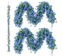 2Pcs Artificial Flower Garland 5.9ft for violet Rattan Vine With Ivy Leaves