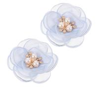 2pcs Artificial Flower Shoe Clip Decoration for Headbands and Shoes | Sky Blue Polyester and Plastic Charm, Reusable Lightweight Accent, Travel Friendly Portable Styling Piece