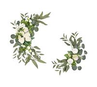 2pcs Artificial Flower Swag for Wedding Arch Decor, Reception Backdrop, Table Decorations and Welcome Sign (White)