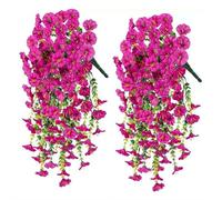 2Pcs Artificial Hanging Flowers Outdoor, Fake Artificial Morning Glory Flowers, UV-Resistant Trailing Realistic Morning Glory Fake ArtificialPlants, Drooping Design for Pots & Patio