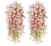 2PCS Artificial Hanging Flowers, Realistic Faux Morning Glory Vines for Spring Decoration, Garden, Porch, Window, Wedding, Outdoor Use, Durable and Easy to Hang (F)