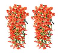 2PCS Artificial Hanging Flowers, Realistic Faux Morning Glory Vines for Spring Decoration, Garden, Porch, Window, Wedding, Outdoor Use, Durable and Easy to Hang (G)