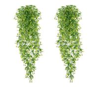 2Pcs Artificial Hanging Plants Artificial Plants Indoor Hanging Fake Plants Trailing Artificial Plants Fake Ivy Leaves Decoration for Indoor Outdoors Fake Hanging Plants for Living Room Kitchen Garden