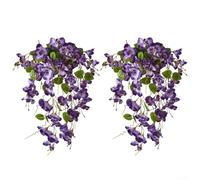 2pcs Artificial Hibiscus And Rose Hanging Vine, 60cm Silk Faux Flower Garland For Home Garden Wall Balcony Fence Decor, White Purple Red(Purple)