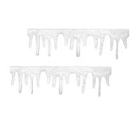 2pcs Artificial Icicle Drape White Polyester Fireplace Décor | 47.24 X 14.17 Inch Fluffy Faux Snow Blanket, Layered Fringe Effect, Suitable for Windows and Winter Wonderland Displays