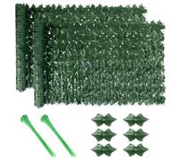 2PCS Artificial Ivy Fence Screen, 3m x 1m Garden Fence Screening Trellis with Artificial Leaves, Expandable Faux Privacy Artificial Hedge Roll with 20pcs Zip Ties for Garden Balcony Outdoor Decoration