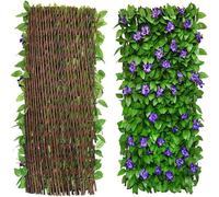 2PCS Artificial Ivy Fence Screening - 200x40cm Expandable Fence Privacy Screen for Balcony Patio Outdoor, Stretchable Decorative Faux Ivy Fencing Panel, Artificial Hedges AntiUltraviolet