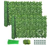 2PCS Artificial Ivy Fence Screening, 3M X 1M Garden Screening with 200pcs Zip Ties,Garden Screening Roll,Ivy Trellis Screening,Artificial Leaf Trellis,Foliage Wall Panel,UV Resistant