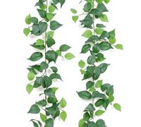 2PCS Artificial Ivy Garlands 6.7ft Fake Ivy Plants Artificial Greenery Foliage Faux Evergreen Plants Silk Hanging Fake Vines Rattan Greenery Garland for Home Wedding Arch Party Garden Wall Decor