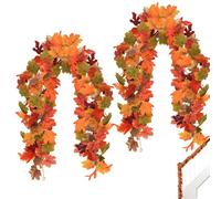 2PCS Artificial Leaves for Decoration, Autumn Decorations, Leaves Decoration Artificial Autumn Fall Maple Leaf Garland Fireplace Decor Maple Leaf Garland Fall Hanging Plant for Home Garden 175mm