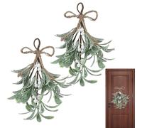 2pcs Artificial Mistletoe Picks, 9.4in Artificial Mistletoe Floral Stems Christmas Mistletoe Hanging Ornament with Berries for Christmas Home Wedding Decor