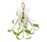 2Pcs Artificial Mistletoe Sprigs, Christmas Mistletoe with Berries and Ribbon Bow Hanging Mistletoe Decoration Kissing Ball for Holiday Winter Christmas Tree Ornament Decor (Green)