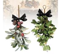 2PCS Artificial Mistletoe Sprigs, Mistletoe Hanging Bunch, Mistletoe Christmas Ornament, Mistletoe Christmas Decorations, Christmas Mistletoe Decoration, for Christmas Tree,Wreaths Garlands Craft