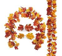 2pcs Artificial Oak Leaves Garland with Acorns 5.5ft Fake Hanging Plant Faux Fall Leaf Vines Autumn Decorations for Indoor Outdoor Fall Home Garden Thanksgiving Wall Fireplace Backdrop Decoration