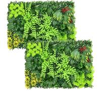 2Pcs Artificial Plant Living Wall Panels 60×40cm Reusable Grass Backdrop Wall Panel Green Privacy Hedge Fence Screening Home Garden Spring Leaf Backdrop for Indoor Outdoor Garden Wedding Decor