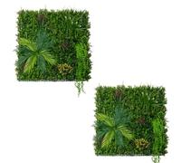 2Pcs Artificial Plant Wall Panel 100 x 100cm Alina Living Foliage Greenery Tiles Indoor Outdoor Weather & UV Resistant Grass Fence Hedge Privacy Backdrop Garden Home Décor Snap & Lock Fixings Included