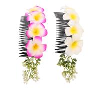 2pcs Artificial Plumeria Hair Comb for Women, Floral Hair Ornament | Foam and Plastic Build, Lightweight Comfort, Realistic Bloom Look, Hawaiian Vacation and Everyday Wear