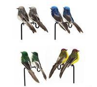 2Pcs Artificial Simulation Foam Bird Clip Feathered Sparrow Bird Decora, Birds Figurines Artificial Foam Feather Birds for DIY Crafts Decoration Home Garden(Set)