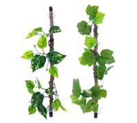 2pcs Artificial Terrarium Vine for Reptiles Green Plastic Branch
