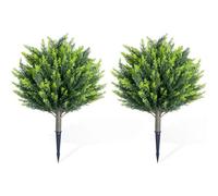 2Pcs Artificial Topiary Tree Ground Spike Cypress Plant